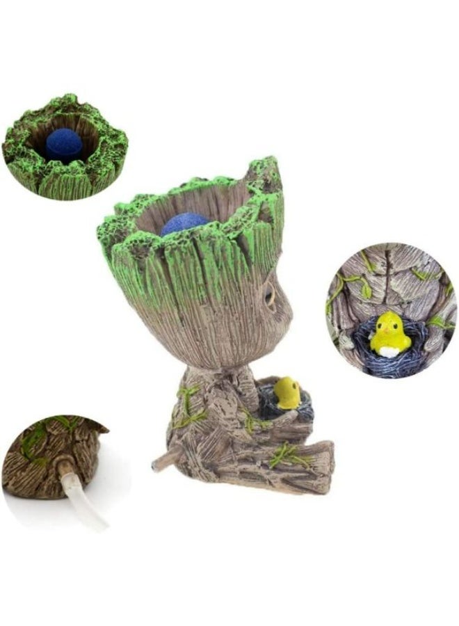 زينة حوض السمك على شكل غروت مع فقاعات هواء، رجل الشجرة مع حجر فقاعات الهواء لحوض السمك، أشغال يدوية من الراتنج لمضخة الأكسجين، زينة - Image 3